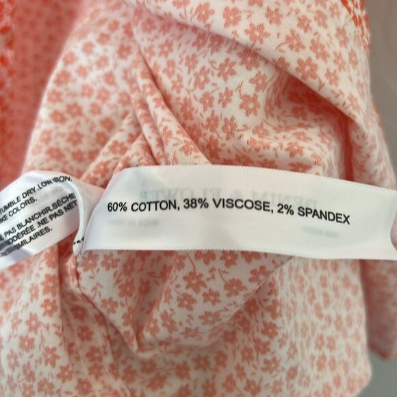 Denim & Flower‎ Floral Button Up Shirt Orange White Short Sleeve Size Small NWT - Picture 7 of 8